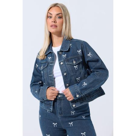 Limited Collection Curve Indigoblauw Spijkerjack Met Strikborduursel Size 54-56