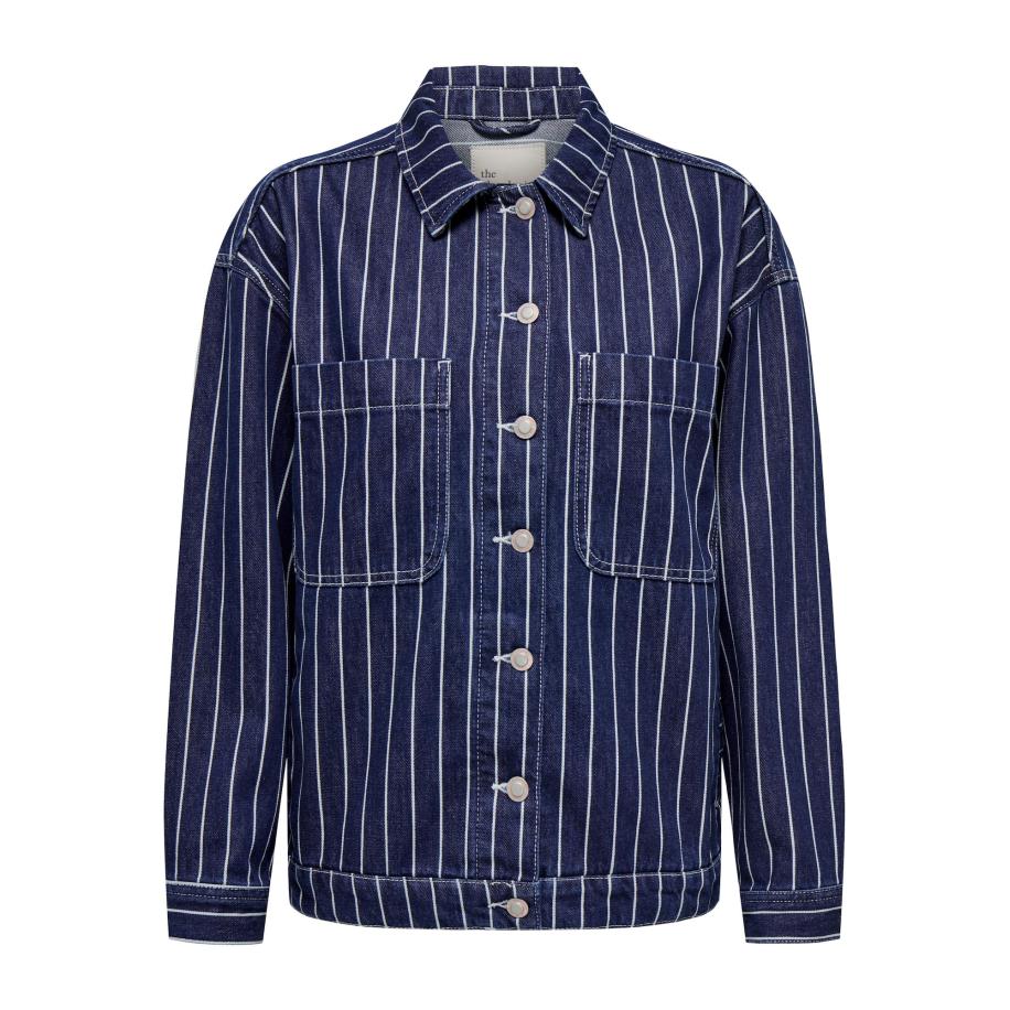 Only ONLY Tussenjas Edie blauw denim / wit -