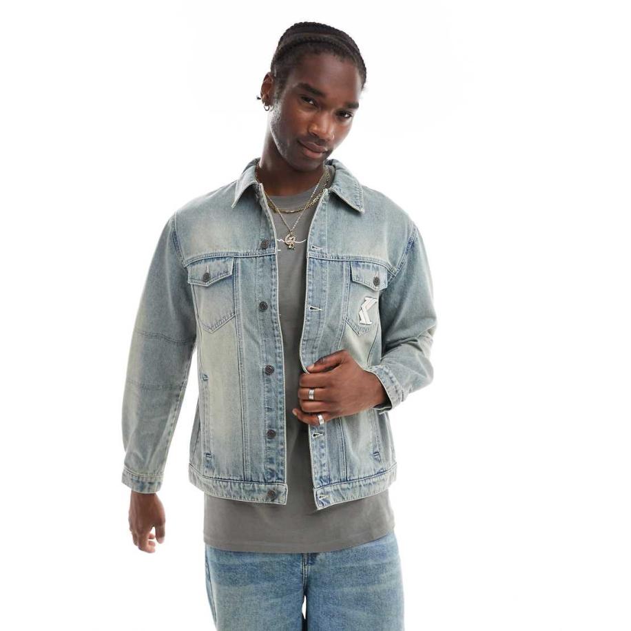 Karl Kani - Gewatteerd denim jack in blauw Blauw