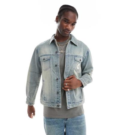 Karl Kani - Gewatteerd denim jack in blauw