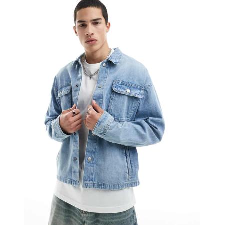 Jack & Jones - Recht denim jack in lichtblauw