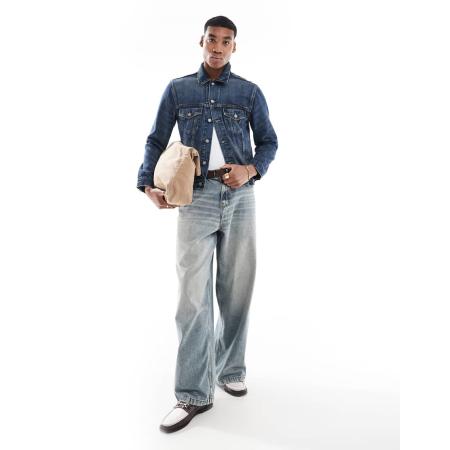 Polo Ralph Lauren - Denim truckerjack met logo in mid-wash-Blauw