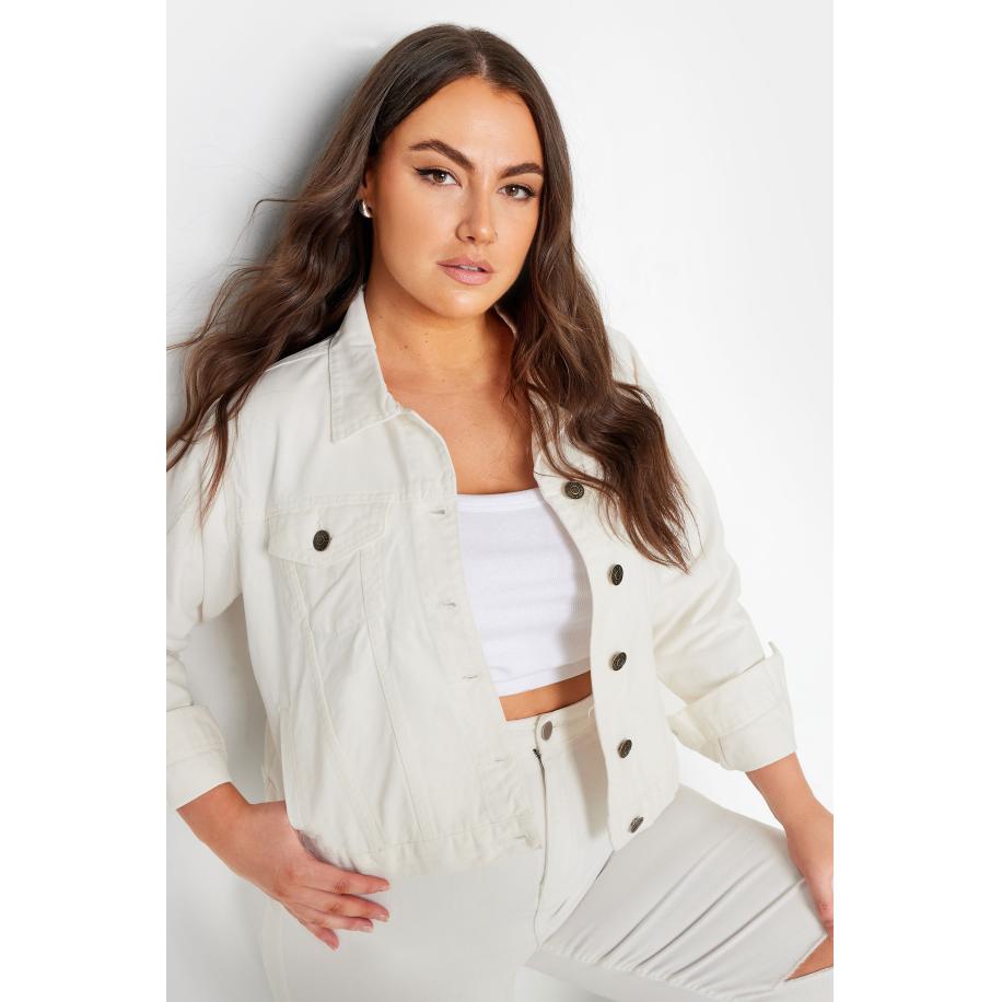 Yours Denimjack Van Katoen In Ivoor Size 66-68 Wit