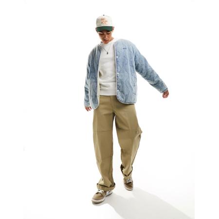 Levi's - Abbots - Omkeerbaar gewatteerd jack in blauw denim/crème met voering van imitatieschapenvacht