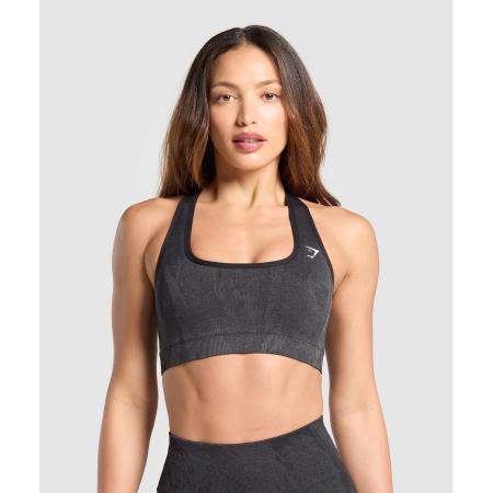 Gymshark Adapt Camo Racer Back Sports Bra Asphalt Grey/Black