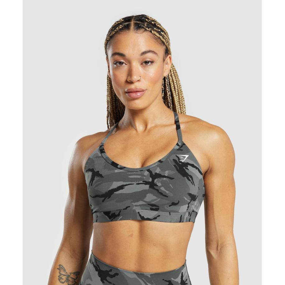 Gymshark Legacy Printed Sports Bra Pitch Grey Grijs