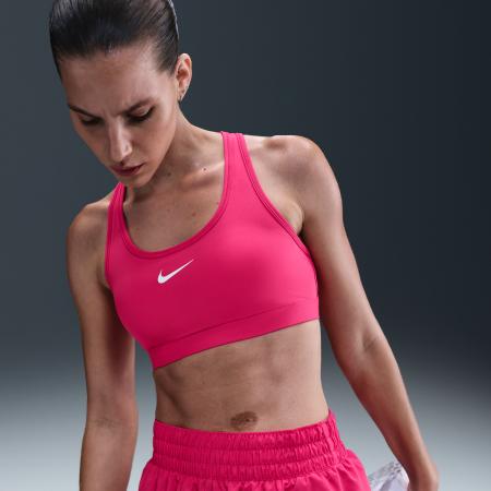 Nike Swoosh Medium Support padded sport-bh - Roze