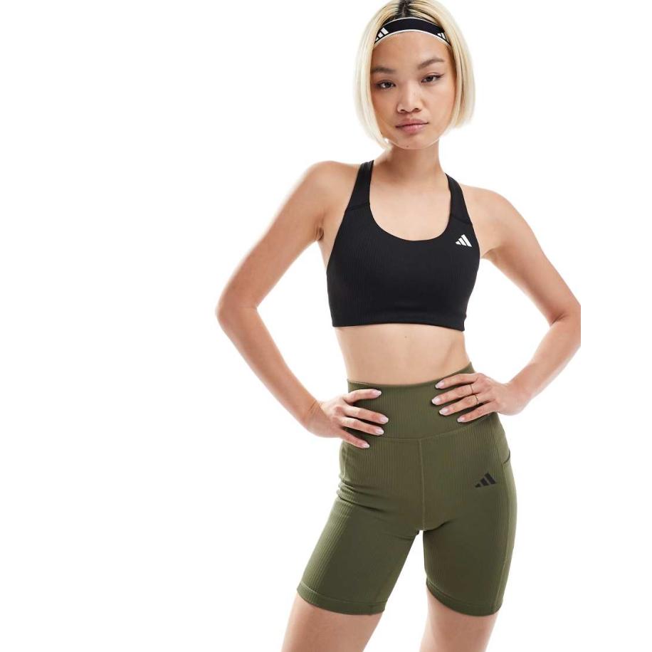 adidas Training Geribbelde sport-bh met medium ondersteuning in zwart Zwart