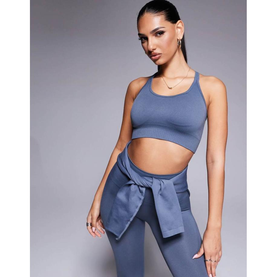 4505 Naadloze sport-bh met bandjes en medium ondersteuning in leisteengrijs Grijs