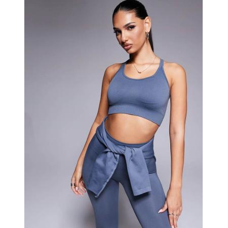 4505 Naadloze sport-bh met bandjes en medium ondersteuning in leisteengrijs