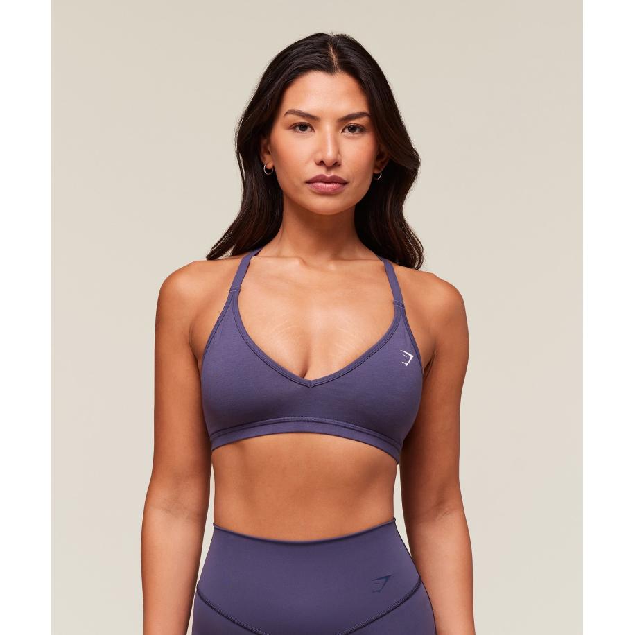 Gymshark Cotton Racerback Sports Bras Weighted Purple Paars