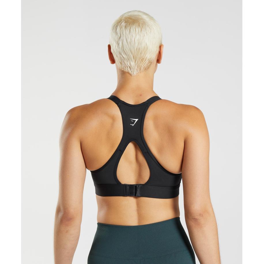 Gymshark Cut Out Back High Support Sports Bra, B/C-E/F Black Zwart