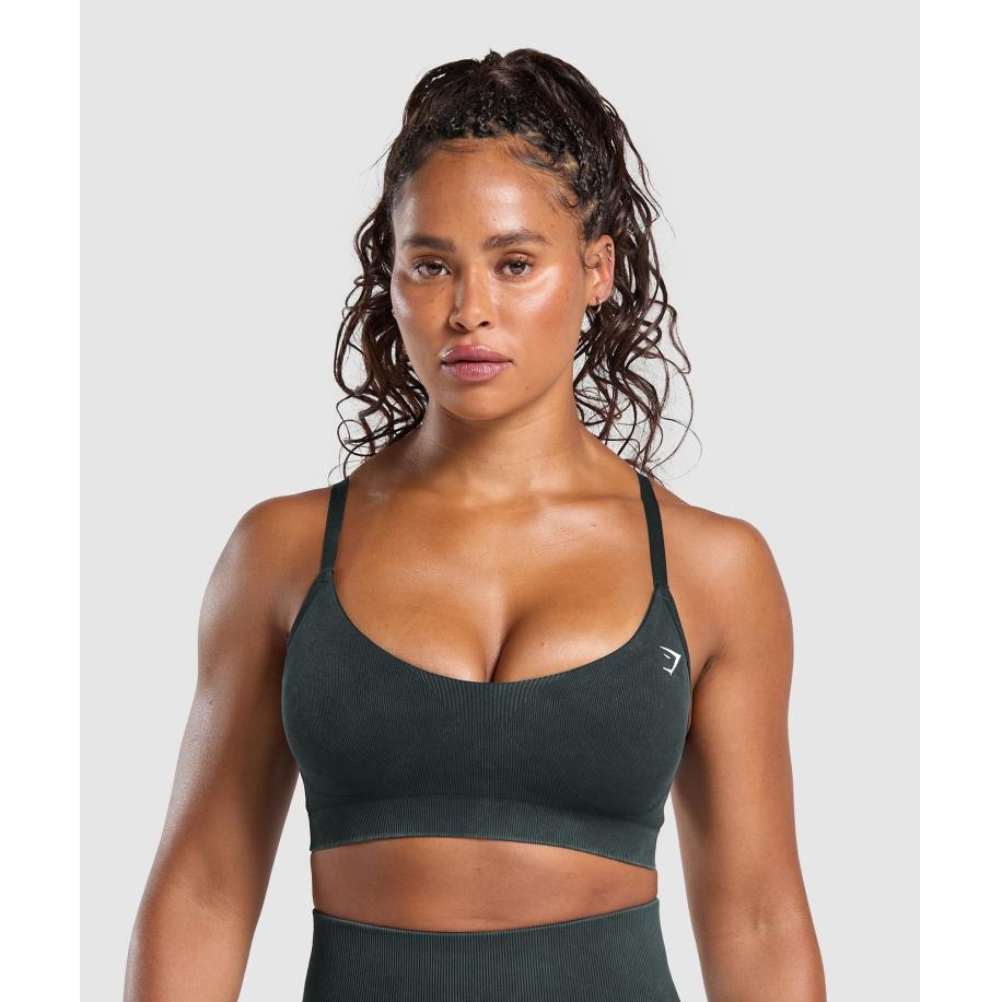 Gymshark Gains Seamless Washed Sports Bra Black Zwart