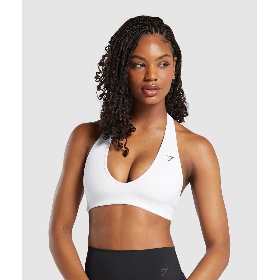 Gymshark Halterneck Sports Bra White Rood