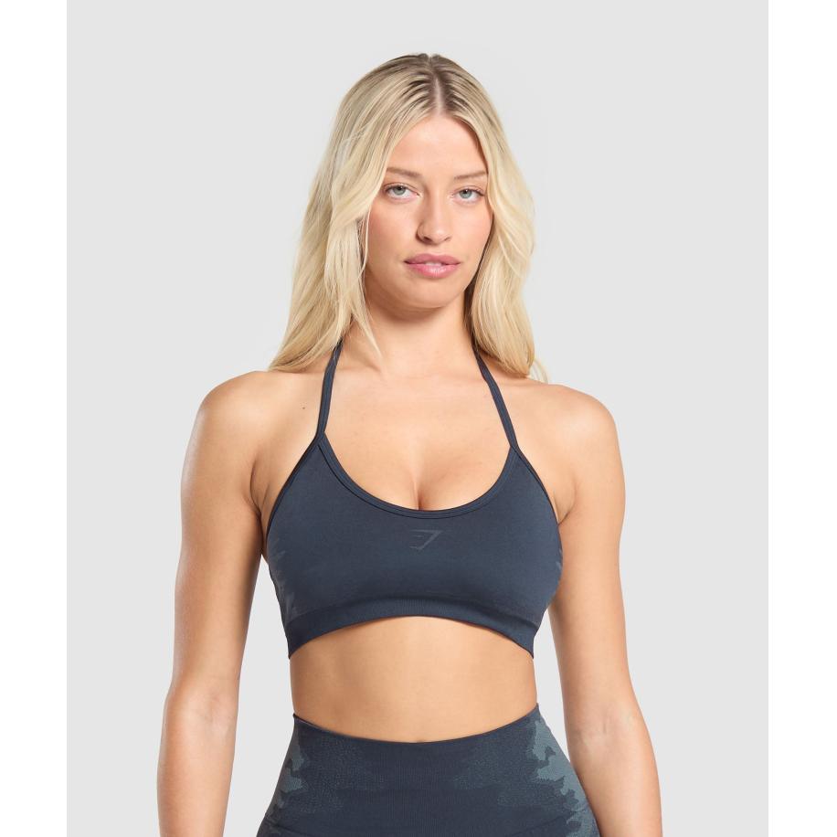 Gymshark Caged Seamless Bralette Heavy Blue/Iron Blue Blauw