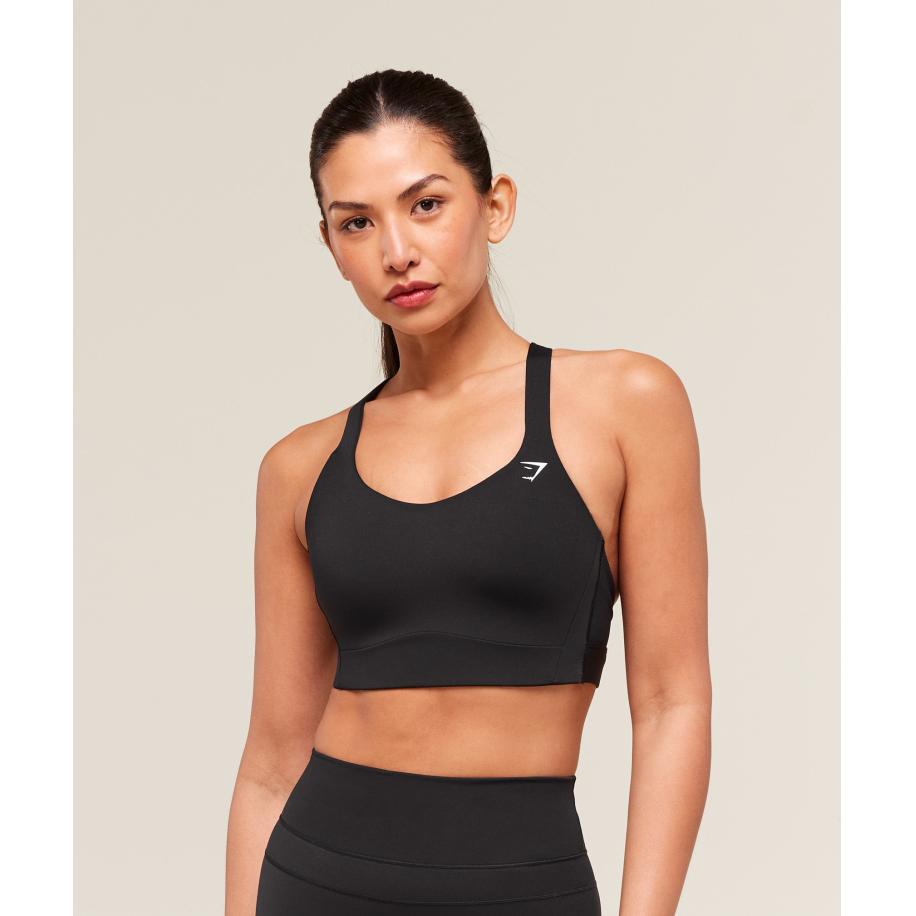Gymshark Crossover Strap High Support Sports Bra Black Zwart