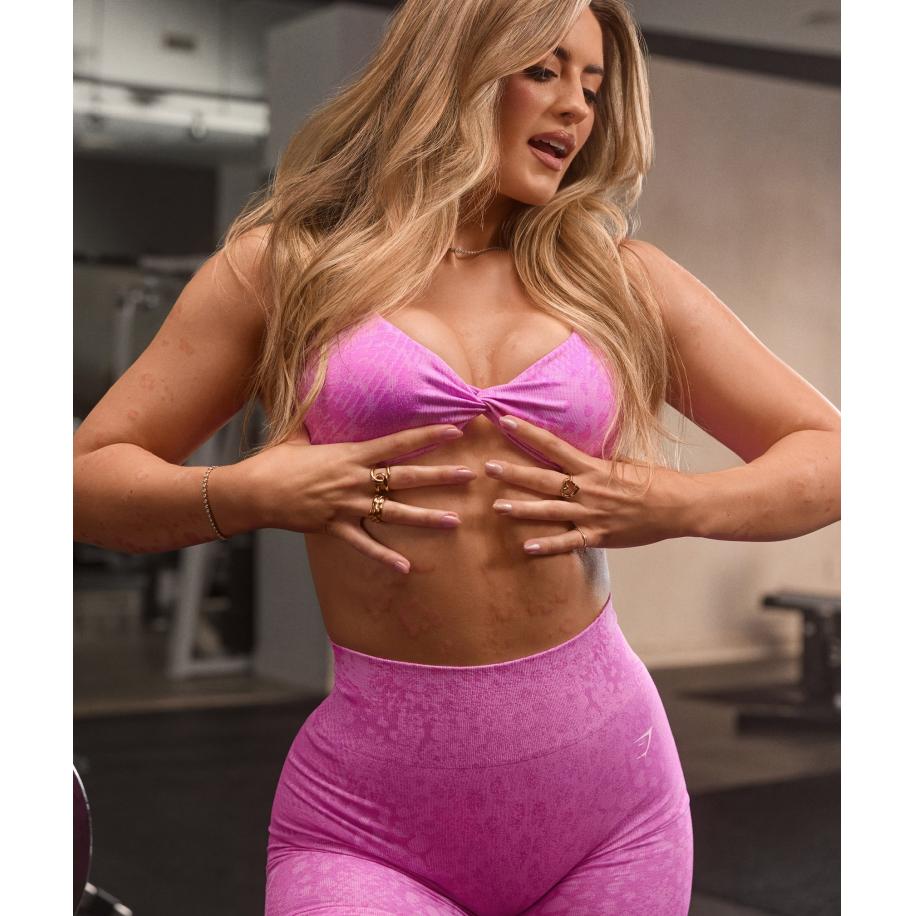 Gymshark Adapt Animal X Whitney Seamless Twist Front Bra Sour Pink/Vibrant Pink Roze