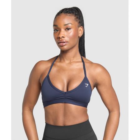 Gymshark Minimal Halterneck Sports Bra Heavy Blue