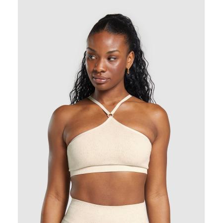 Gymshark Adapt Fleck Seamless Halterneck Bralette Coconut White