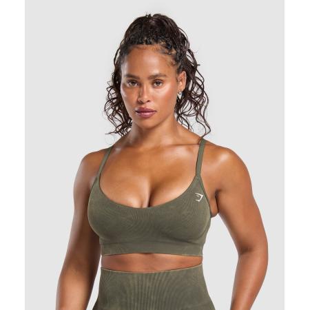 Gymshark Gains Seamless Washed Sports Bra Strength Green