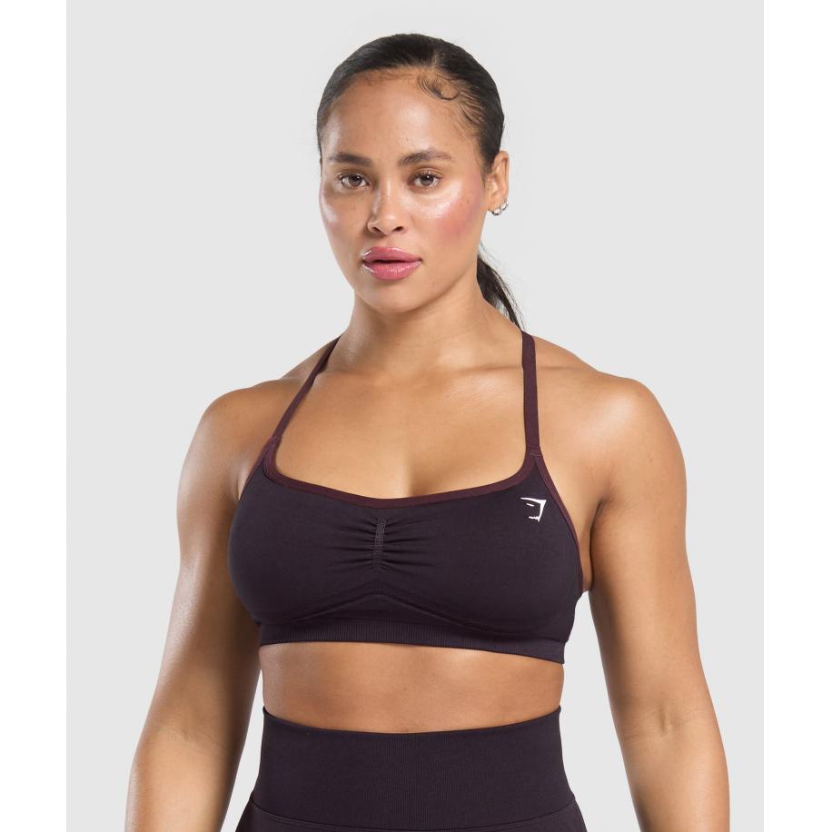 Gymshark Lift Seamless Sports Bra Depth Purple/Black Marl Zwart