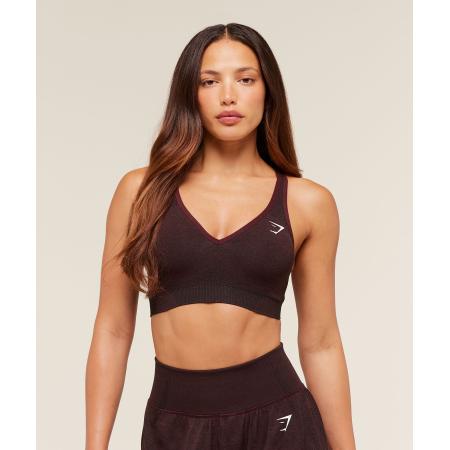 Gymshark Vital V Neck Sports Bra Rich Maroon/Marl