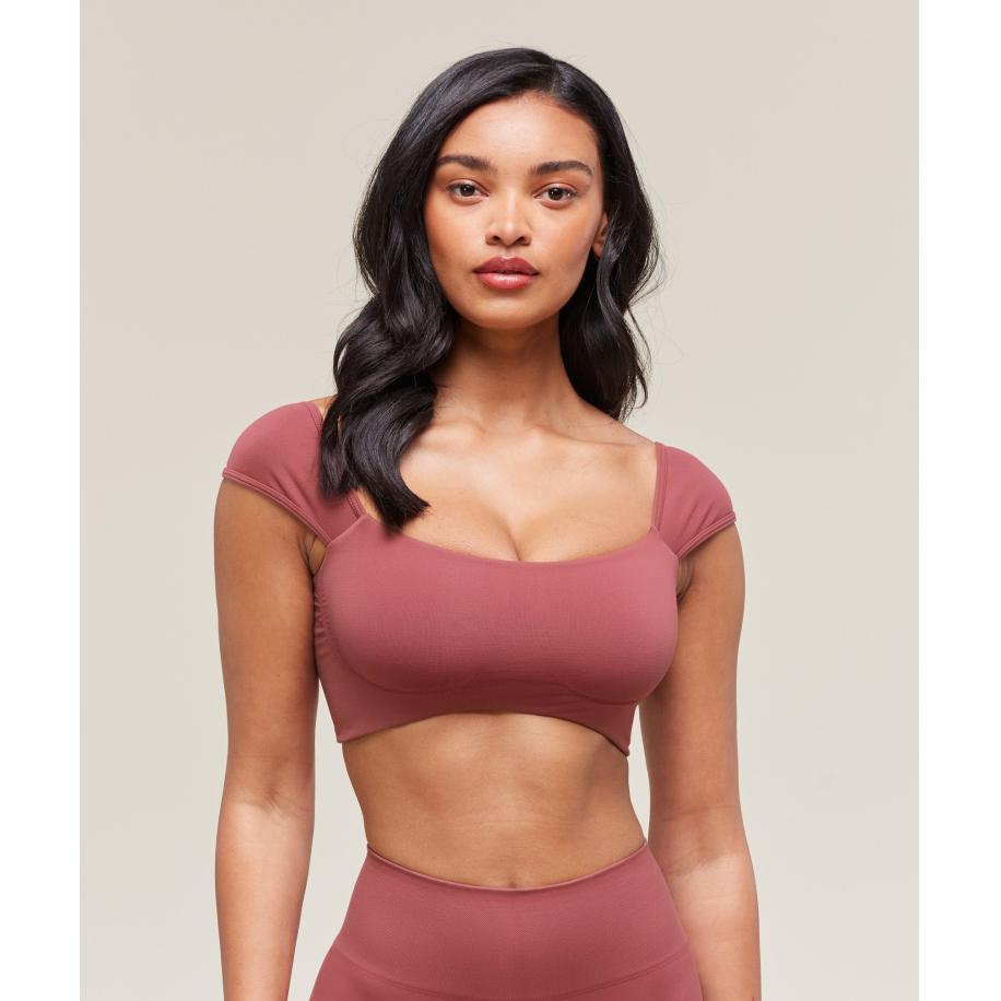Gymshark Soft Sculpt Cap Sleeve Bralette Washed Berry Pink Roze