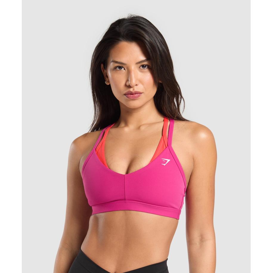 Gymshark Double Up Sports Bra Winning Pink/Coral Red Roze
