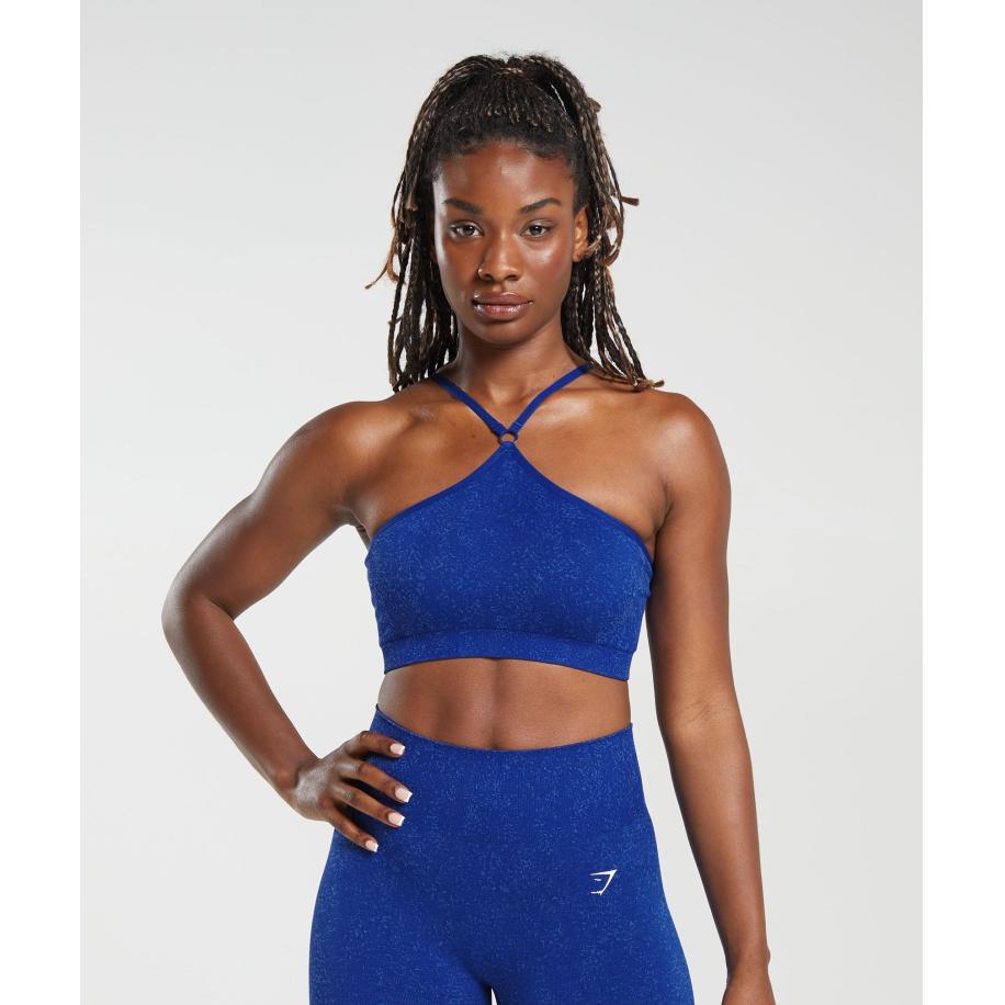 Gymshark Adapt Fleck Seamless Halterneck Bralette Cobalt Blue/Iris Blue Blauw