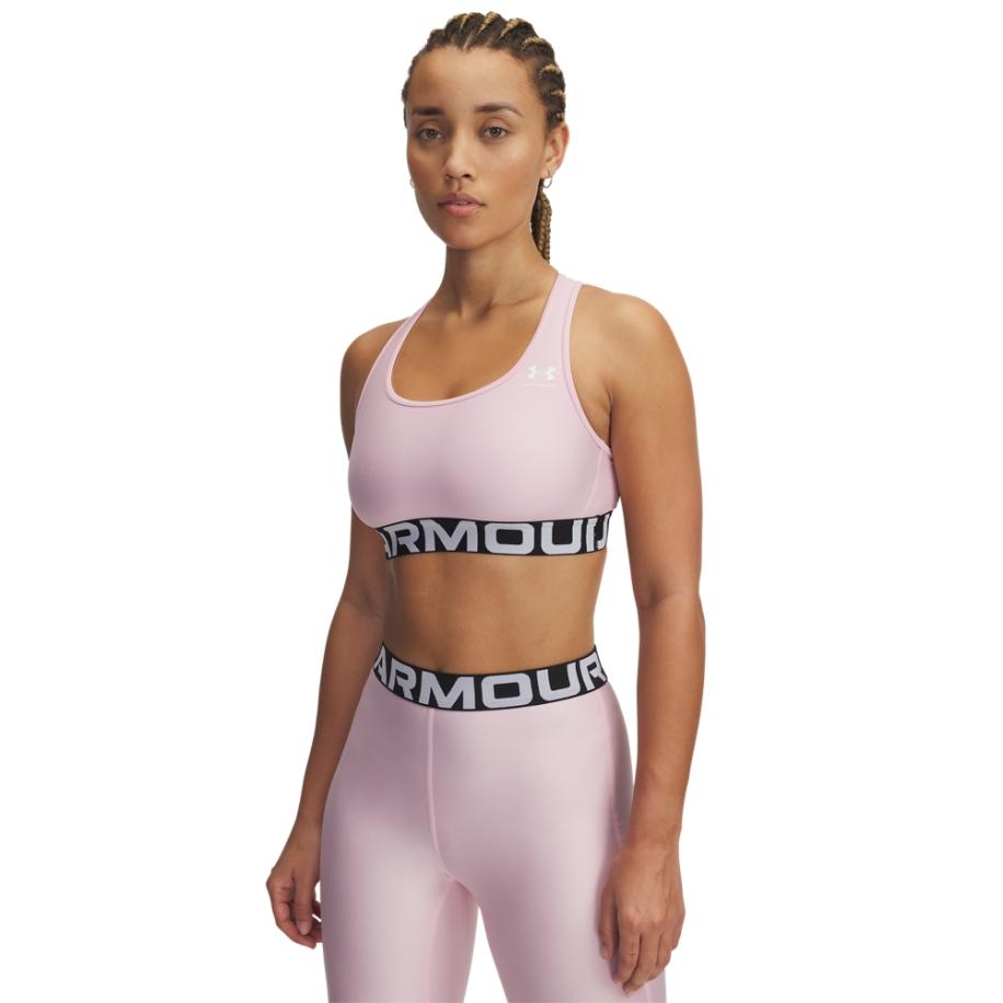 Sport-bh HeatGear® Armour Mid Branded Prime Roze / Wit XL Roze