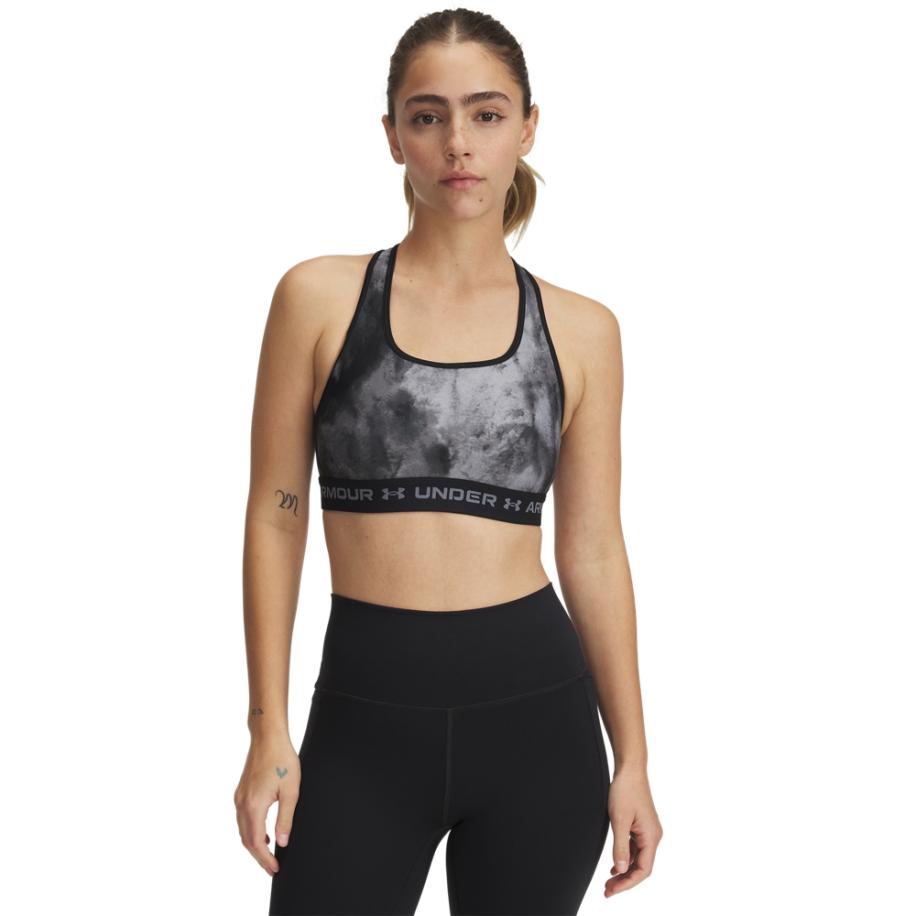 Armour® Mid Crossback Printed Sport-bh Zwart / Titan Grijs / Titan Grijs XS Zwart