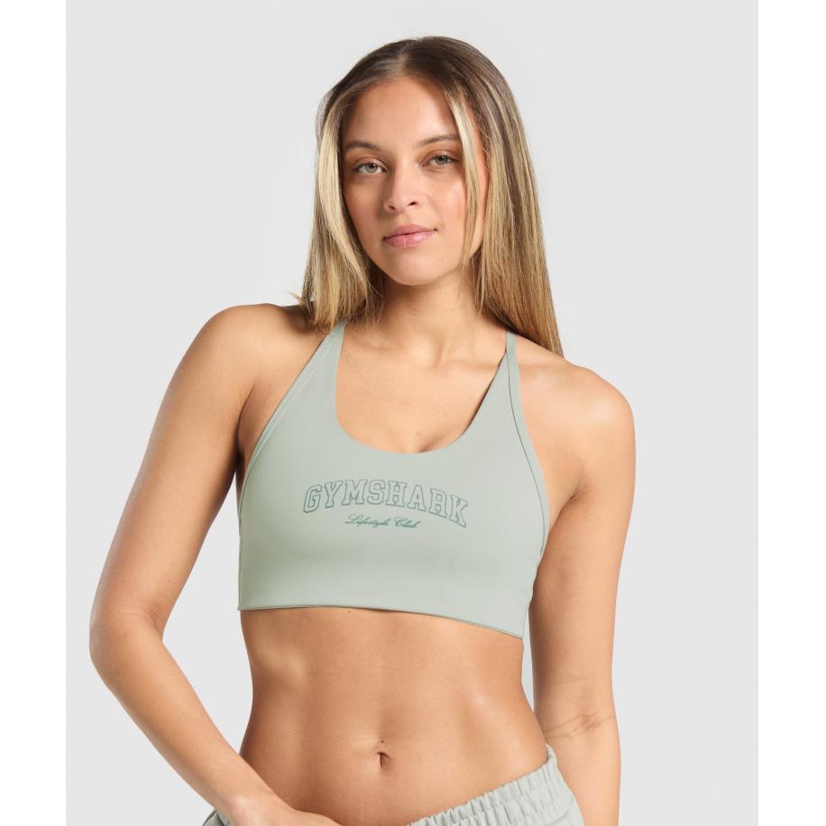 Gymshark Campus Classics Graphic Sports Bra Stone Grey Grijs