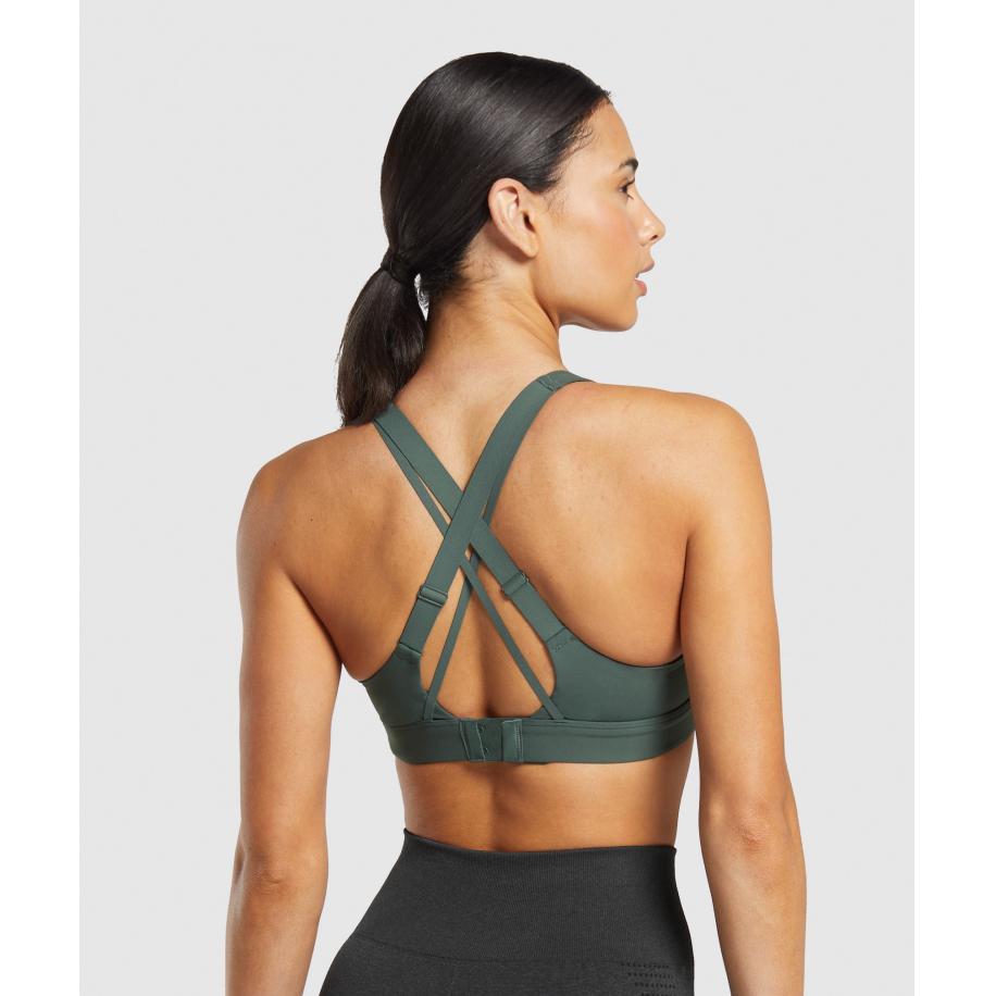 Gymshark Strappy Back Medium Support Sports Bra Slate Teal Rood