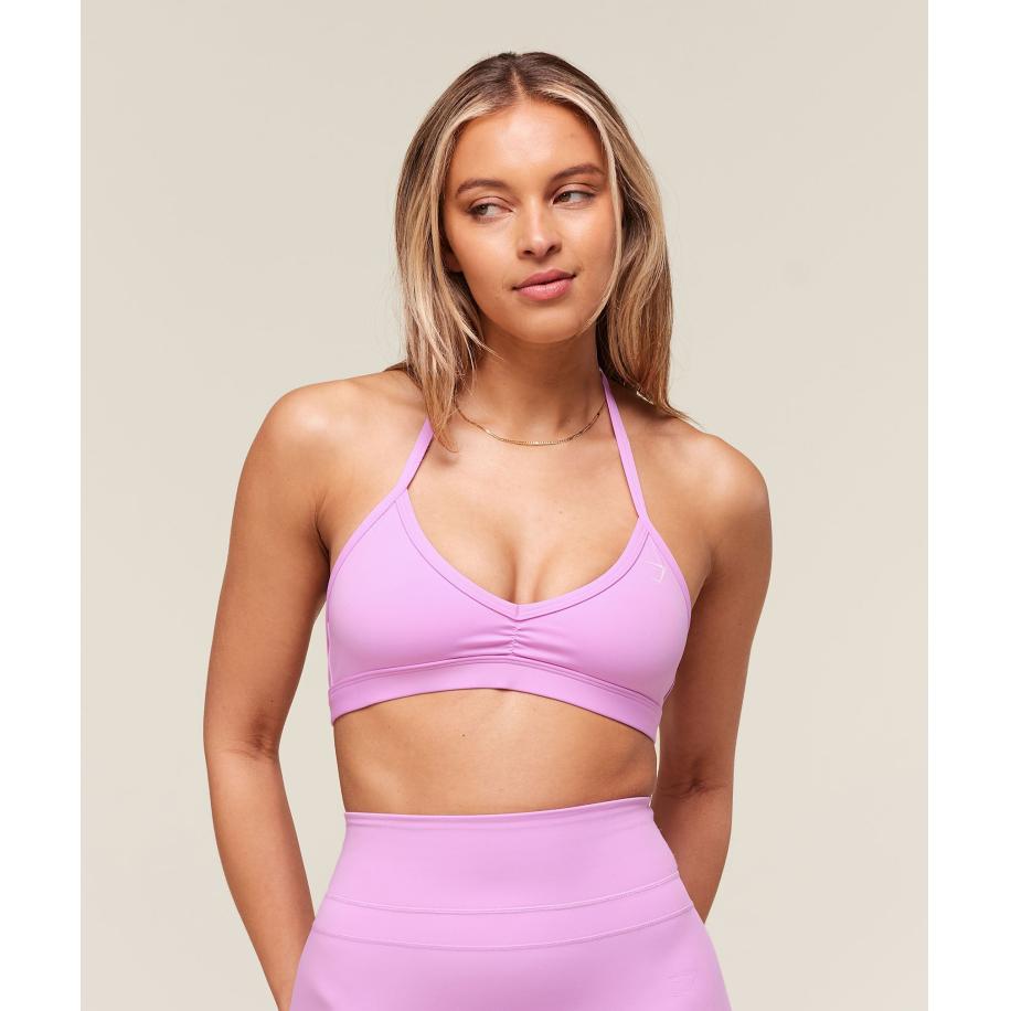 Gymshark Minimal Halterneck Sports Bra Sour Pink Roze
