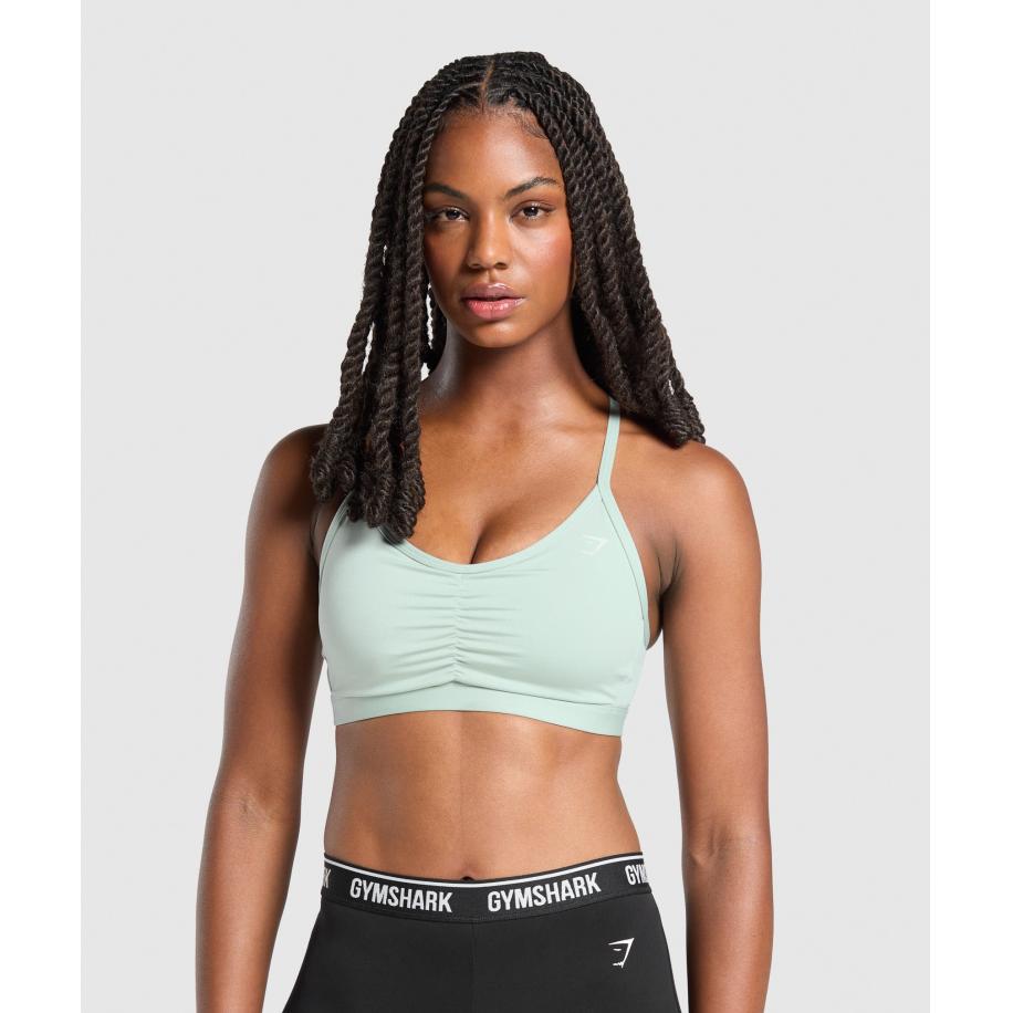Gymshark Ruched Sports Bra Morning Blue Blauw