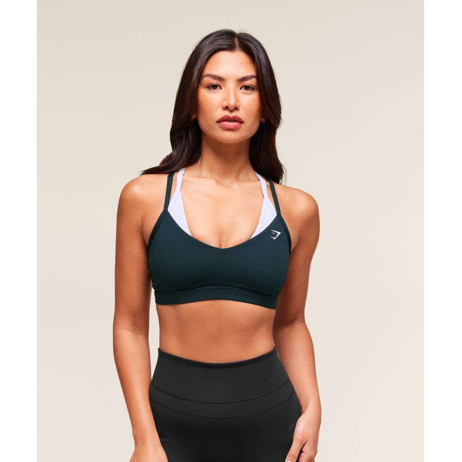 Gymshark Double Up Sports Bra Deep Petrol Blue/Smoke Blue Blauw