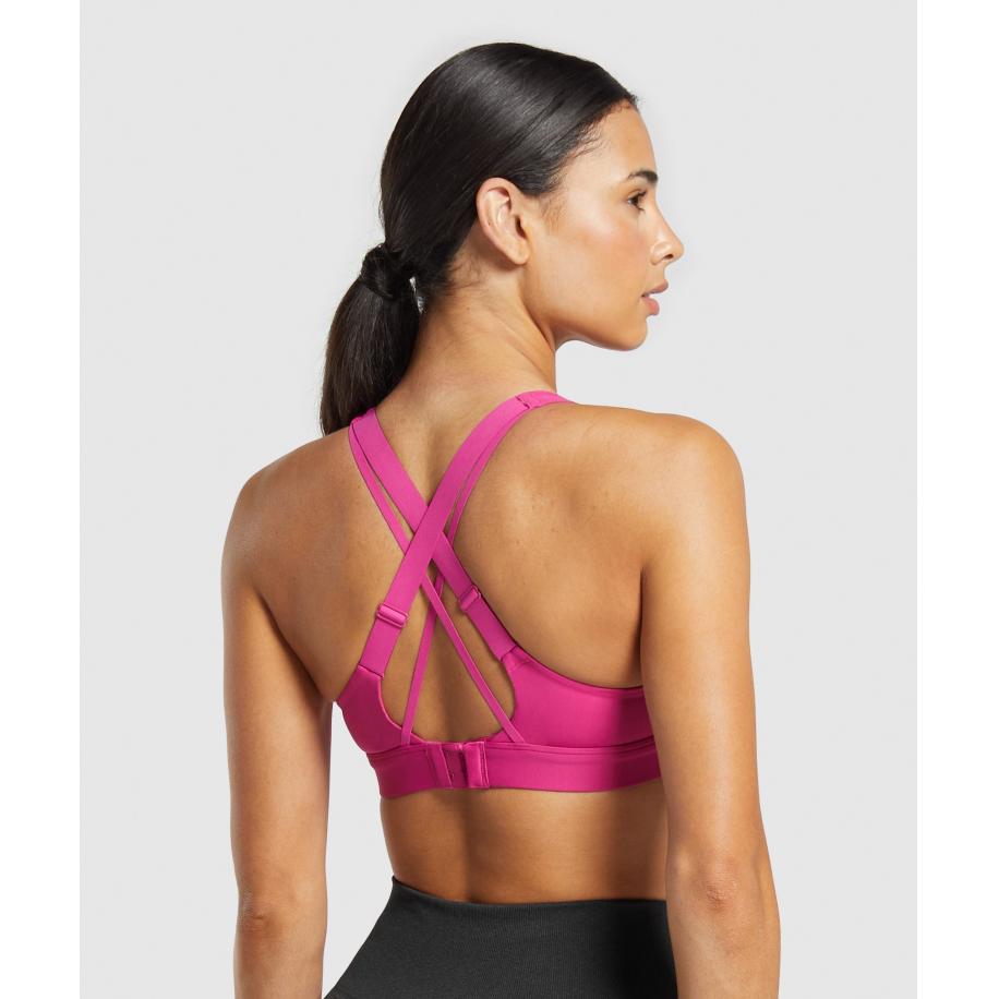 Gymshark Strappy Back Medium Support Sports Bra Winning Pink Roze