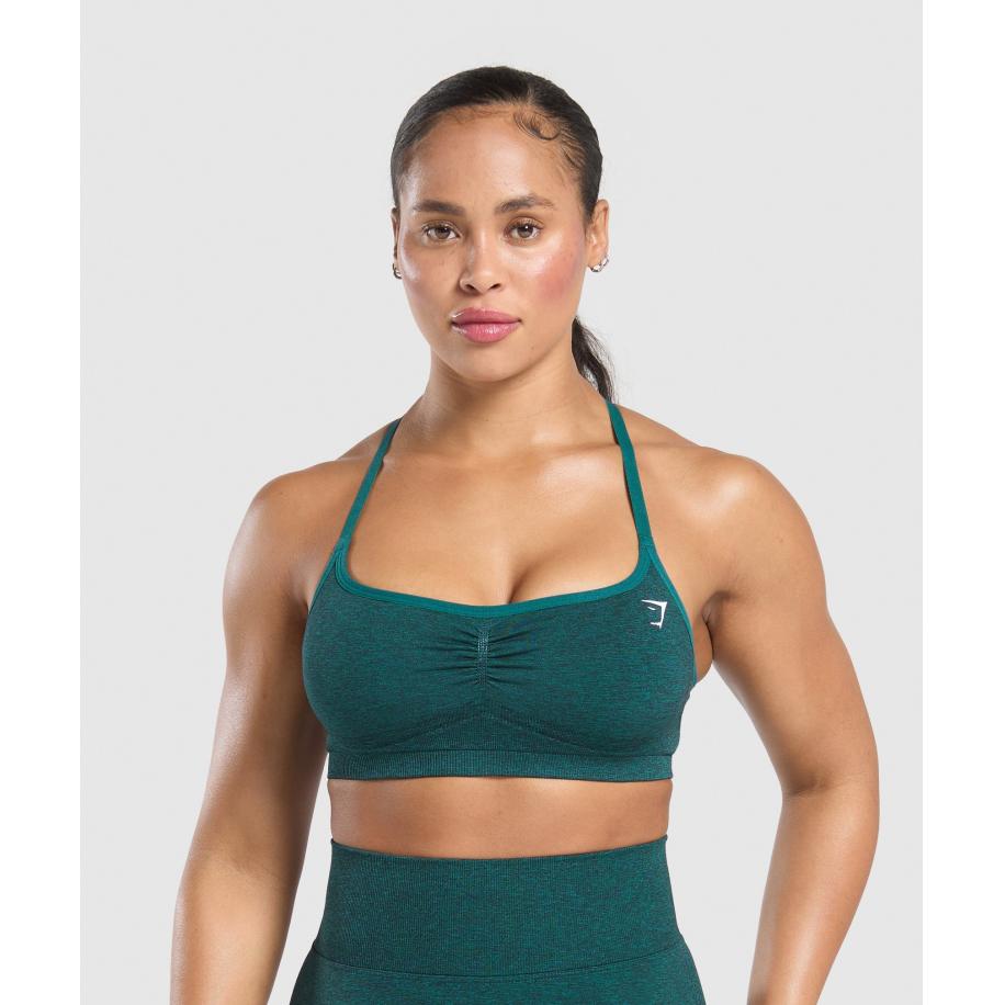 Gymshark Lift Seamless Sports Bra Functional Teal/Black Marl Zwart