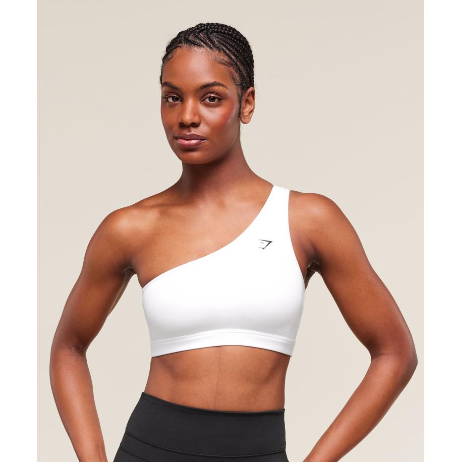 Gymshark Asymmetric Sports Bra White Rood