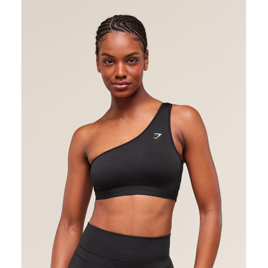 Gymshark Asymmetric Sports Bra Black Zwart