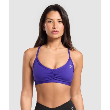 Gymshark Ruched Strappy Sports Bra Cobalt Purple