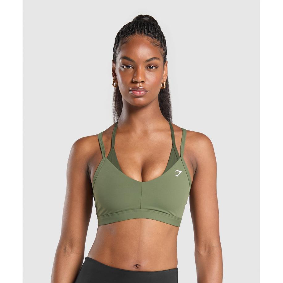 Gymshark Double Up Sports Bra Core Olive/Winter Olive Rood