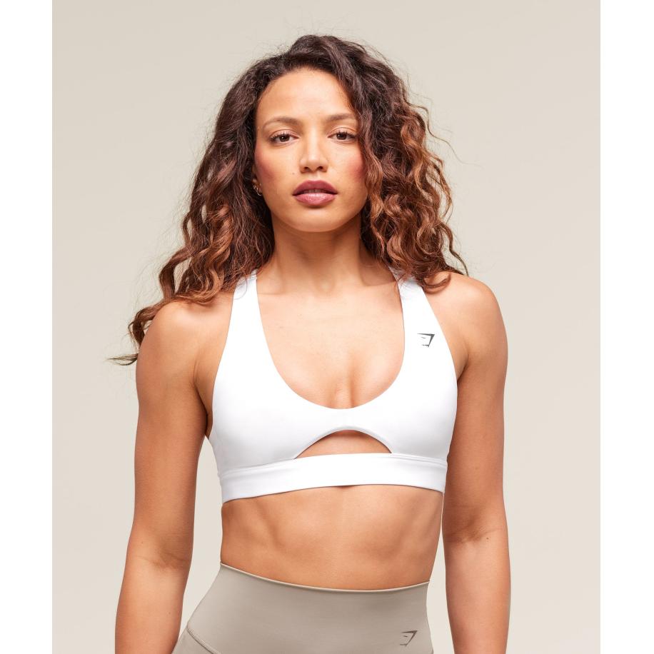 Gymshark Peek A Boo Sports Bra White Rood