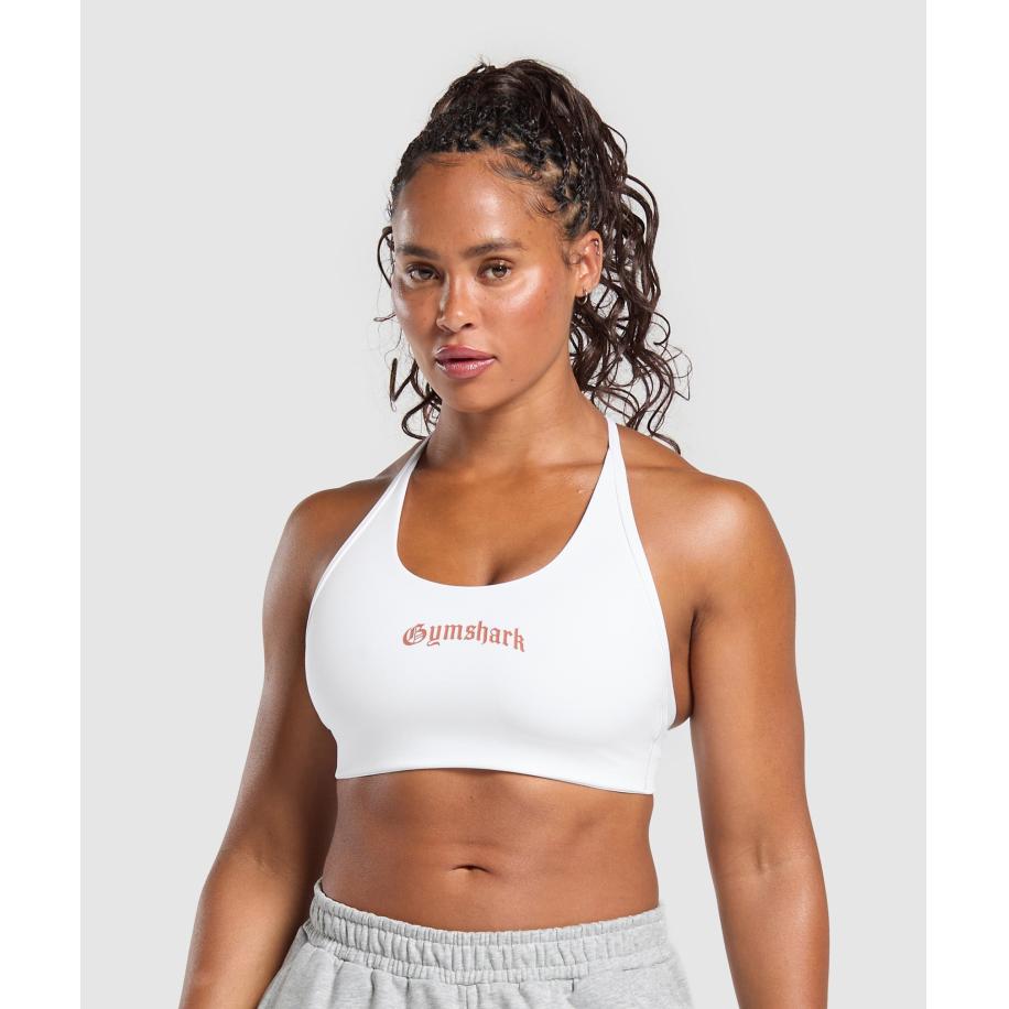Gymshark Strength Department Graphic Sports Bra White Rood