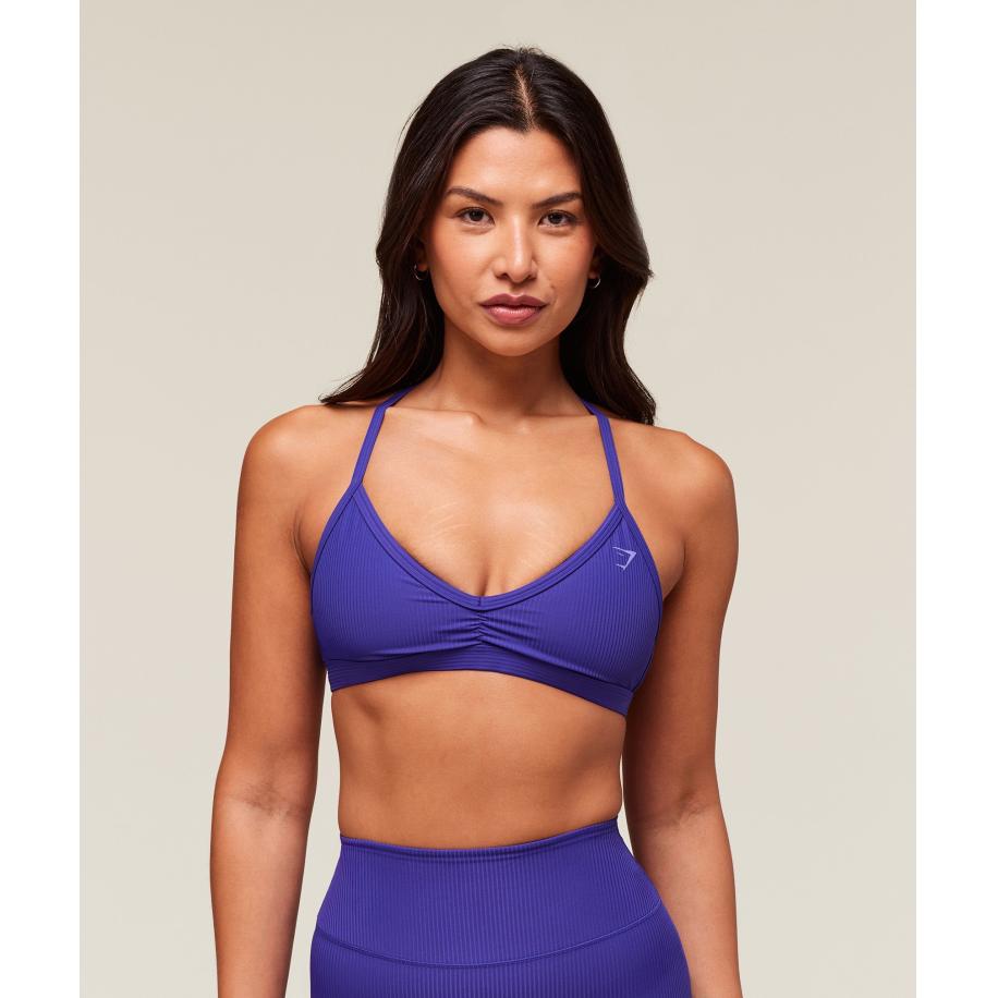 Gymshark Ribbed Minimal Sports Bra Cobalt Purple Paars