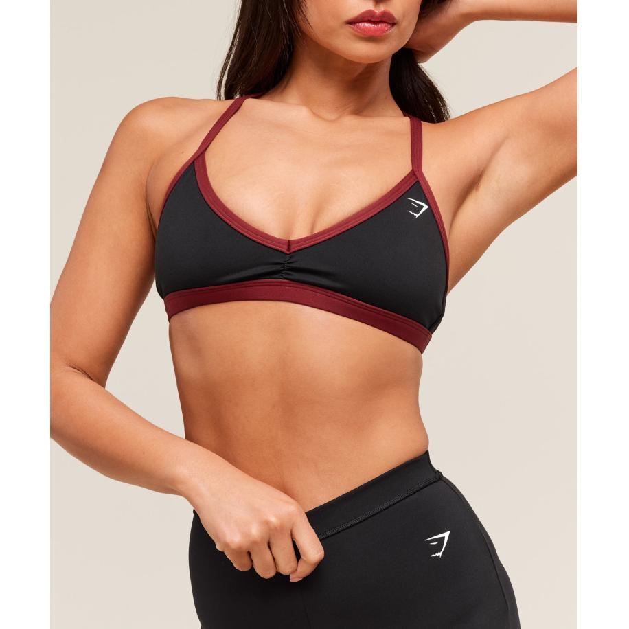 Gymshark Minimal Sports Bra Black/Sets Red Rood