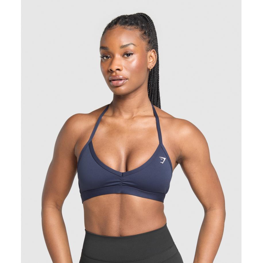 Gymshark Minimal Halterneck Sports Bra Heavy Blue Blauw