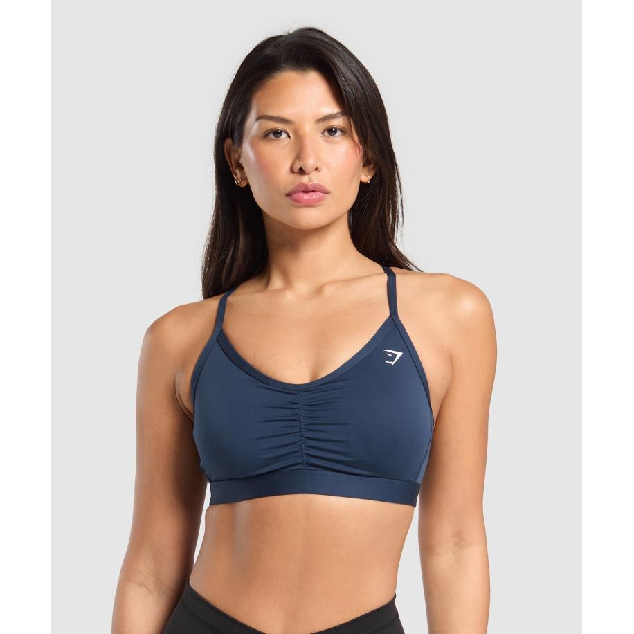 Gymshark Ruched Sports Bra Heavy Blue Blauw