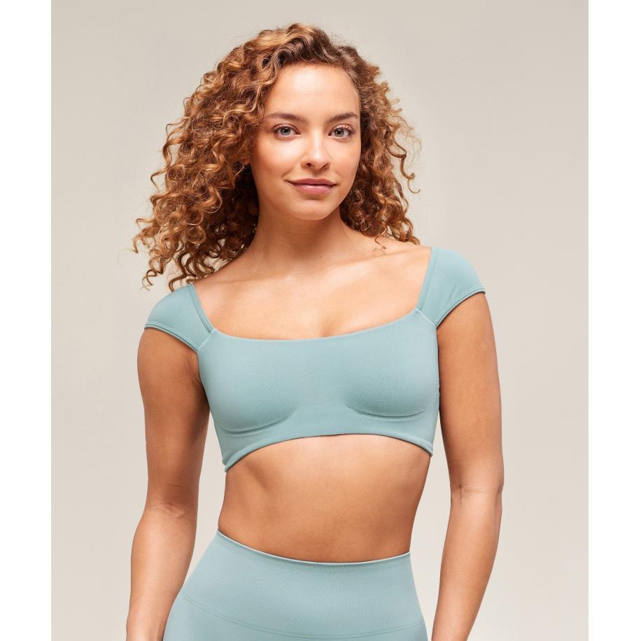 Gymshark Soft Sculpt Cap Sleeve Bralette Rest Blue Blauw