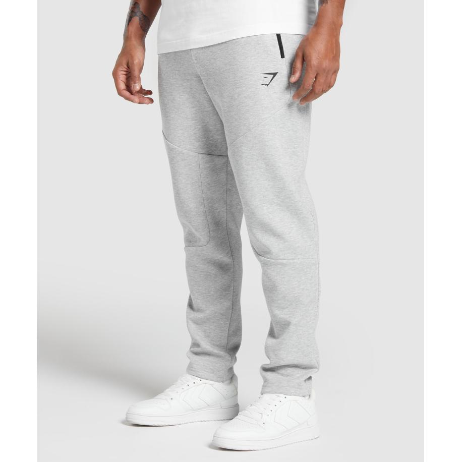 Gymshark Interlock Tech Joggers Light Grey Core Marl Grijs